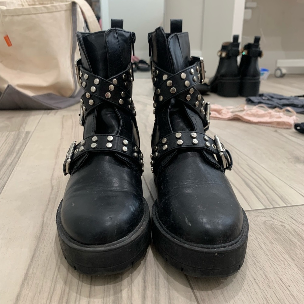 Forever 21 Studded Black Combat Boots